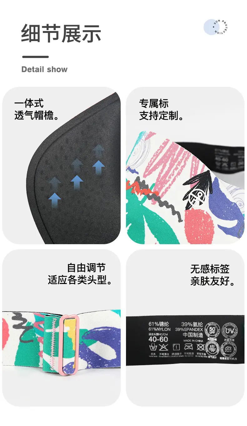 Summer Sun Visor Hat with Printed Bandana — feature 23