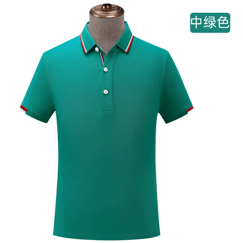 Men Ice Silk Polo T-Shirt Green Short Sleeve - Image 5