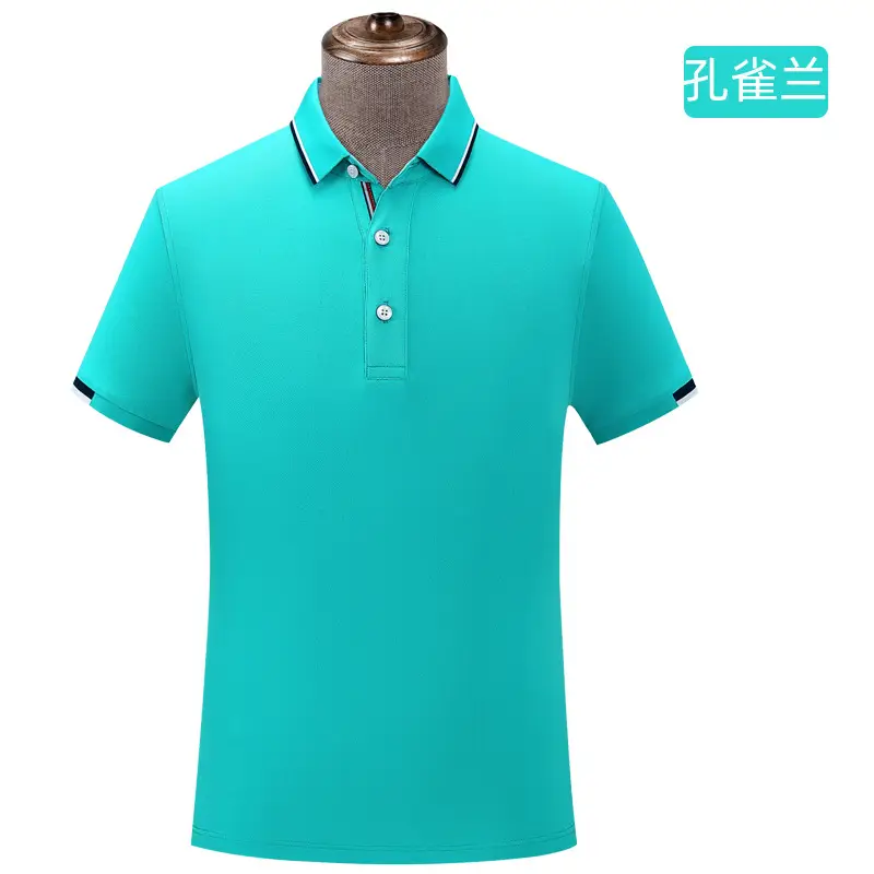 Men Ice Silk Polo T-Shirt Green Short Sleeve - Image 7