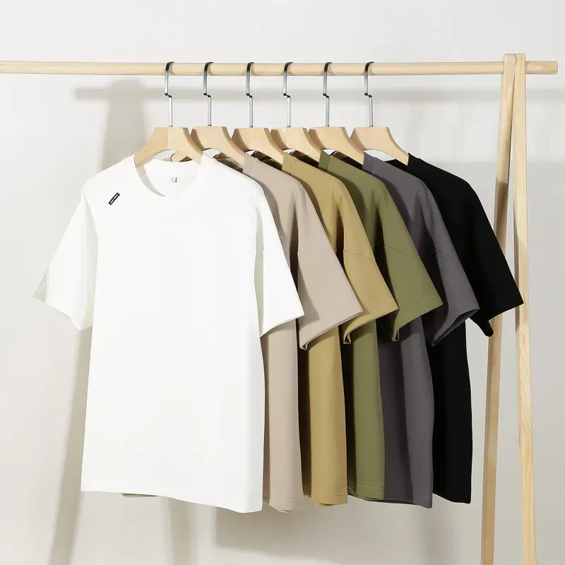 Dengjue Men's Beige Cotton T-Shirt Short Sleeve Raglan Sleeve - Image 7