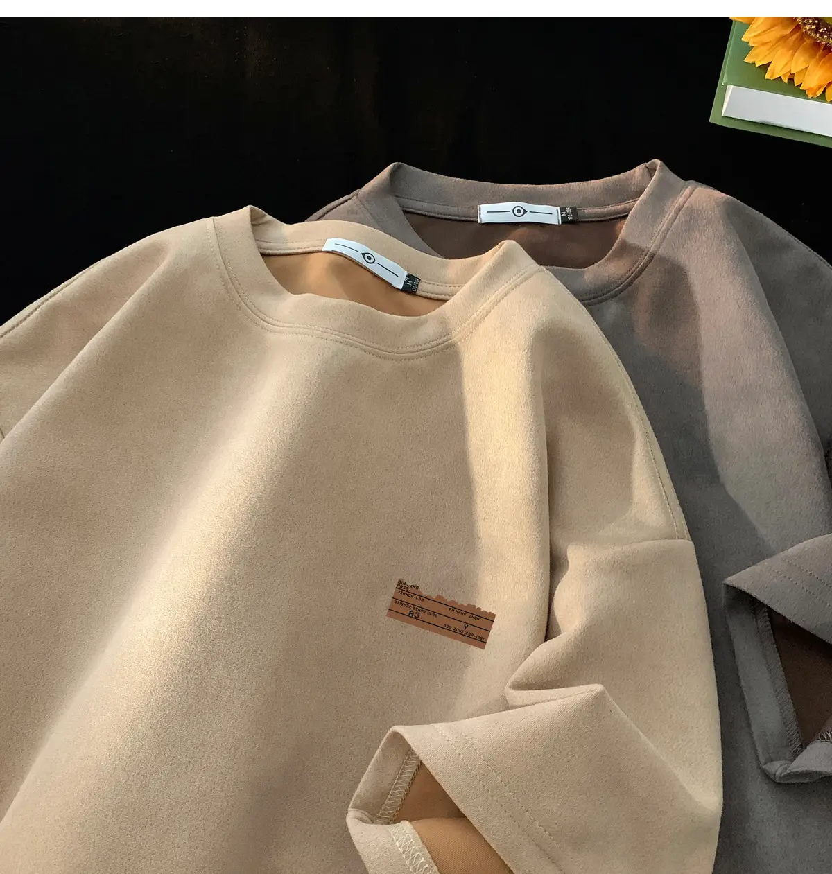 Men Brown Suede Oversize T-Shirt Summer Wear — feature 12