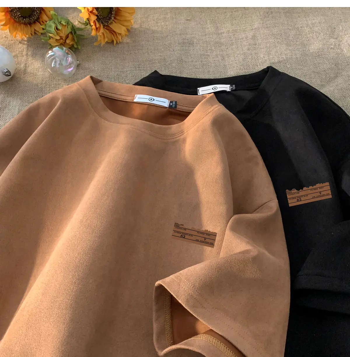 Men Brown Suede Oversize T-Shirt Summer Wear — feature 16