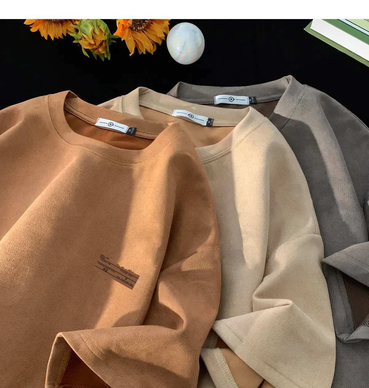 Men Brown Suede Oversize T-Shirt Summer Wear — feature 3