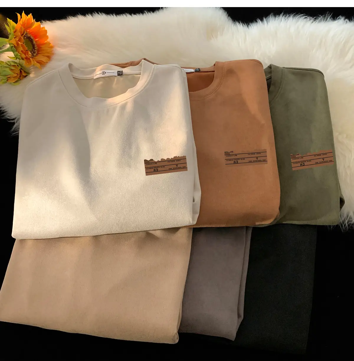 Men Brown Suede Oversize T-Shirt Summer Wear — feature 4