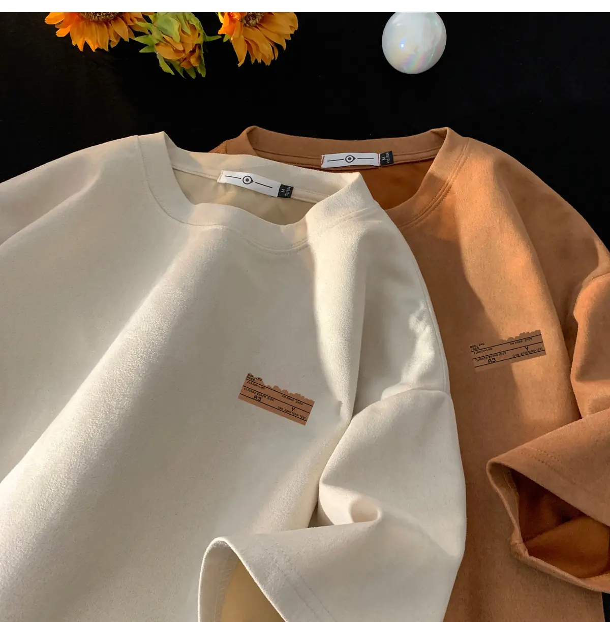 Men Brown Suede Oversize T-Shirt Summer Wear — feature 7