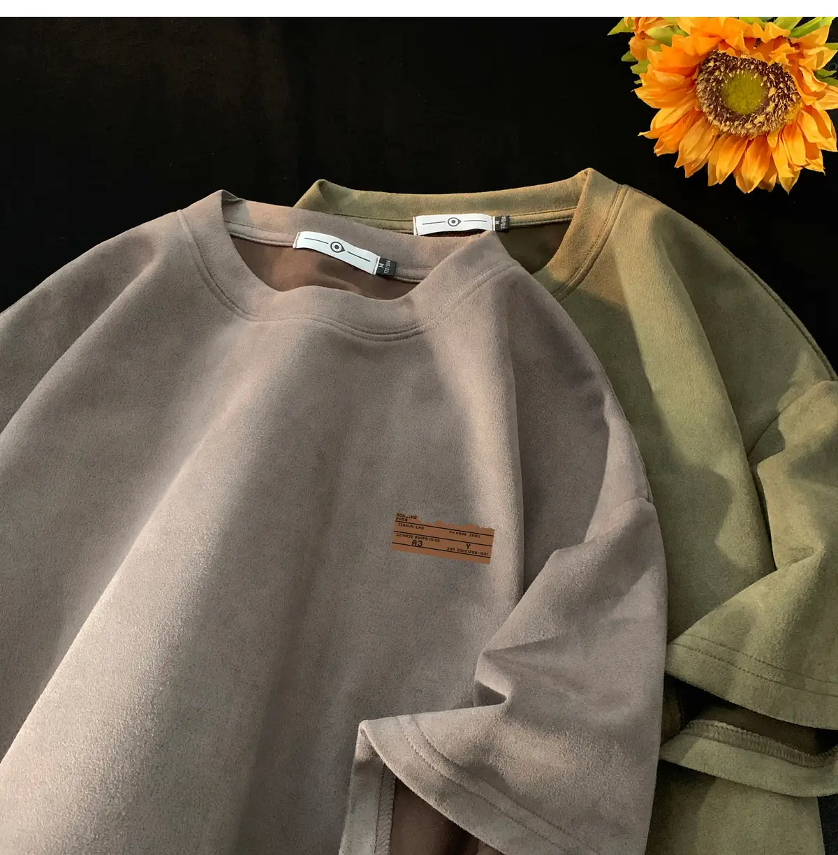 Men Brown Suede Oversize T-Shirt Summer Wear — feature 8