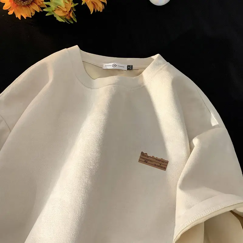 Men Brown Suede Oversize T-Shirt Summer Wear - Image 2