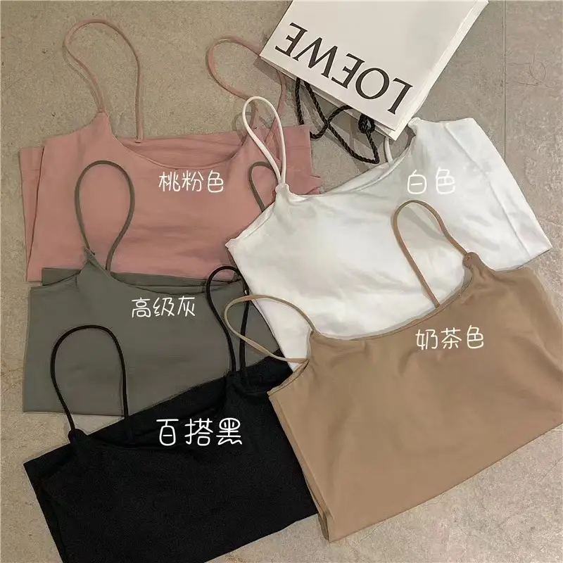 Autumn New Hot Girl White small camisole women's wear with chest pad sports all-match sleeveless bottoming shirt