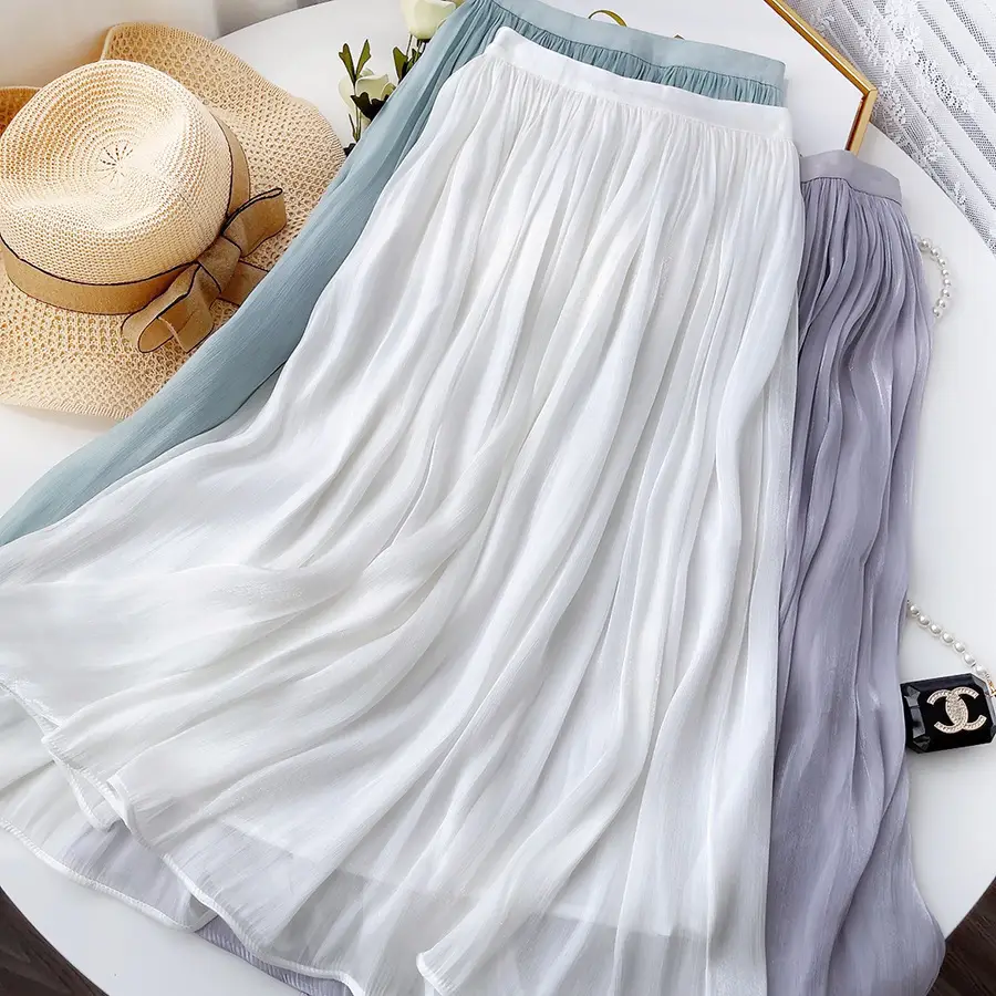 Women Streamer Gauze Skirt White Elegant Summer - Image 6