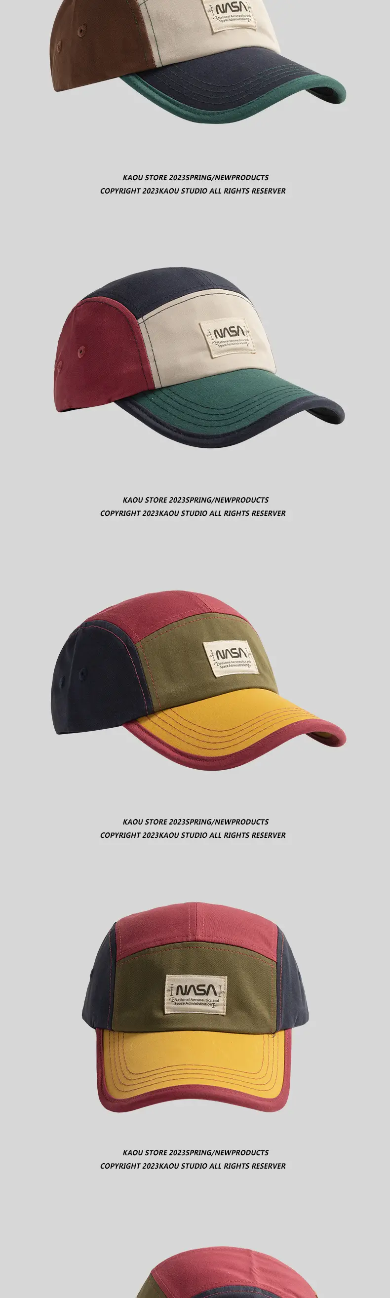 American Style Five-Piece Color-Matching Baseball Cap for Men — feature 3