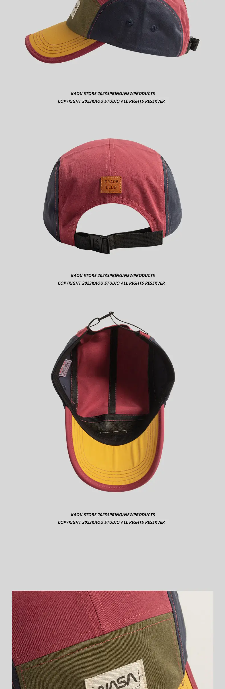 American Style Five-Piece Color-Matching Baseball Cap for Men — feature 4