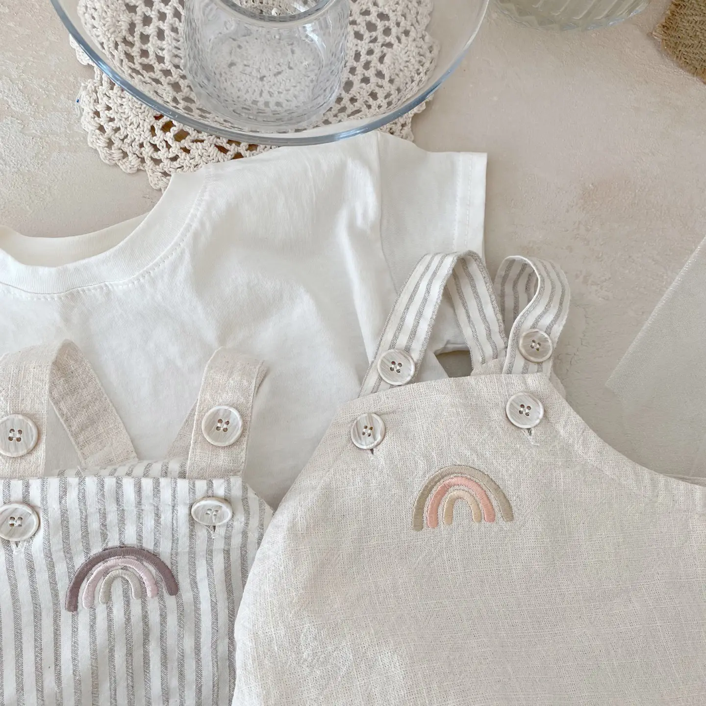 Women's Baby T-Shirt with Rainbow Embroidery Straps — feature 12