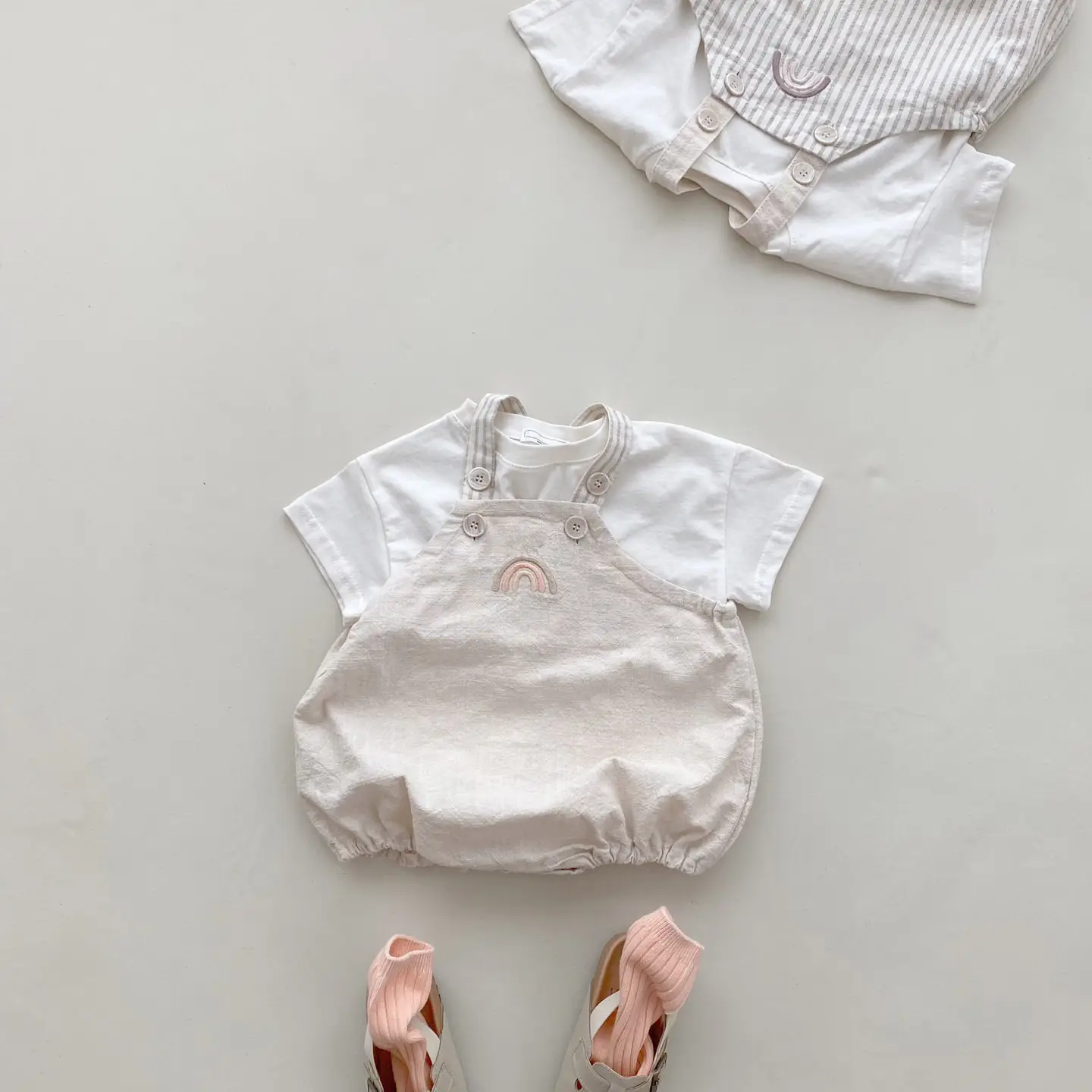 Women's Baby T-Shirt with Rainbow Embroidery Straps — feature 2