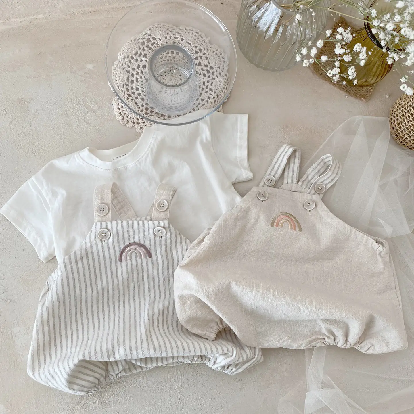 Women's Baby T-Shirt with Rainbow Embroidery Straps — feature 4