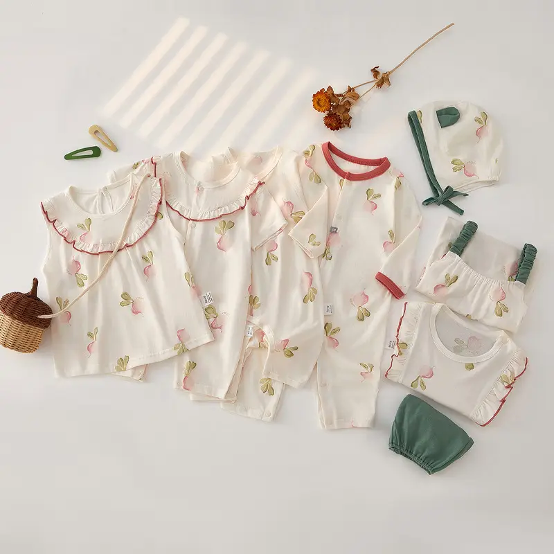 Baby Cotton Floral Jumpsuit Summer Pajamas - Image 3