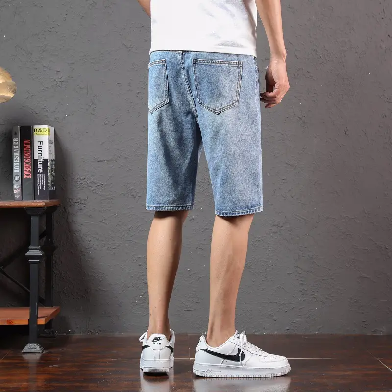 Men Ripped Denim Shorts Mid-Length Summer Wear - Image 6