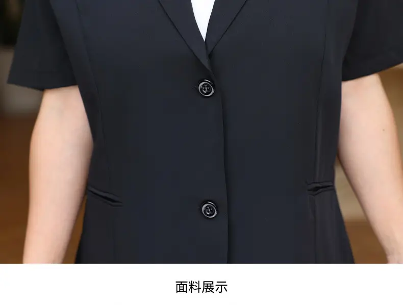 Fat MM200kg Black Button Suit Coat Summer Professional Ladies — feature 15