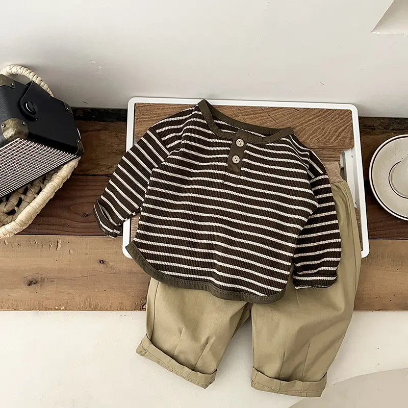 Boys Striped Polo Pants Spring Autumn Casual Trousers - Image 5