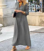 Women Bell Sleeve Printed V-Neck Long Dress Purple — feature 19