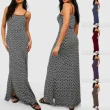 Women Bell Sleeve Printed V-Neck Long Dress Purple — feature 31