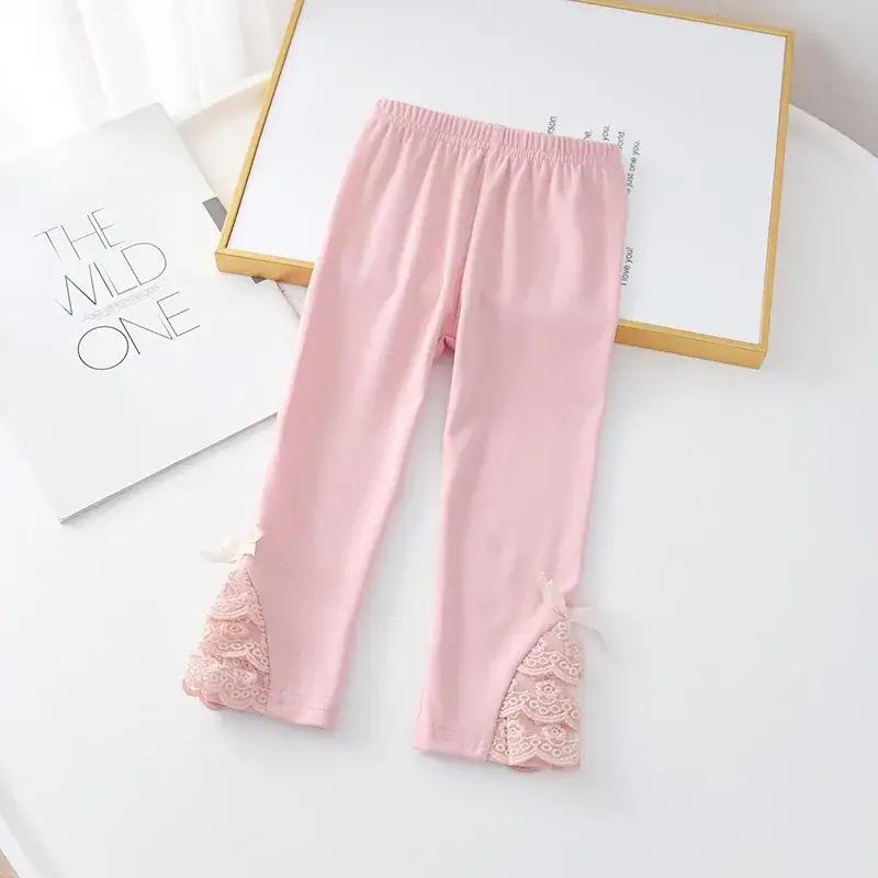 Girls Flared Lace Pants Pink White Purple Spring Autumn