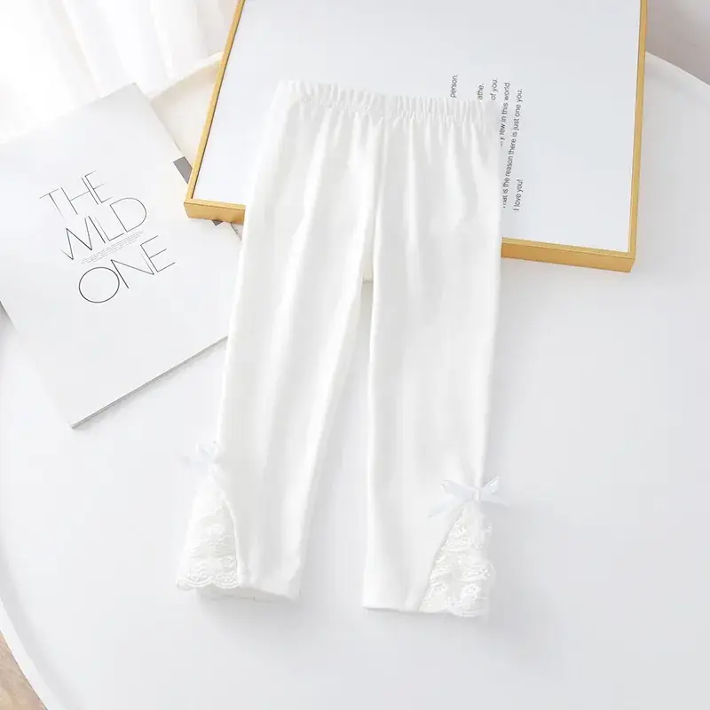 Girls Flared Lace Pants Pink White Purple Spring Autumn