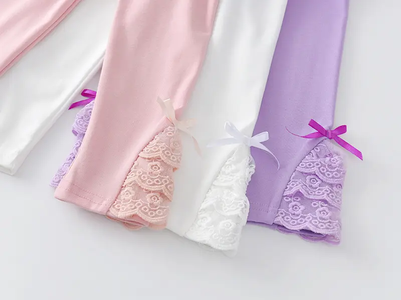 Girls Flared Lace Pants Pink White Purple Spring Autumn — feature 11