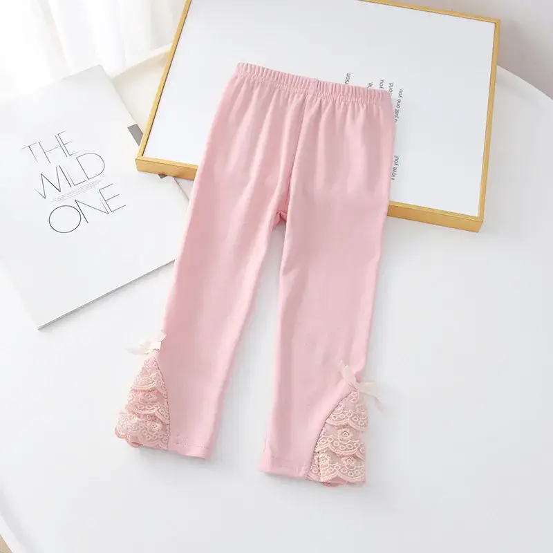 Girls Flared Lace Pants Pink White Purple Spring Autumn