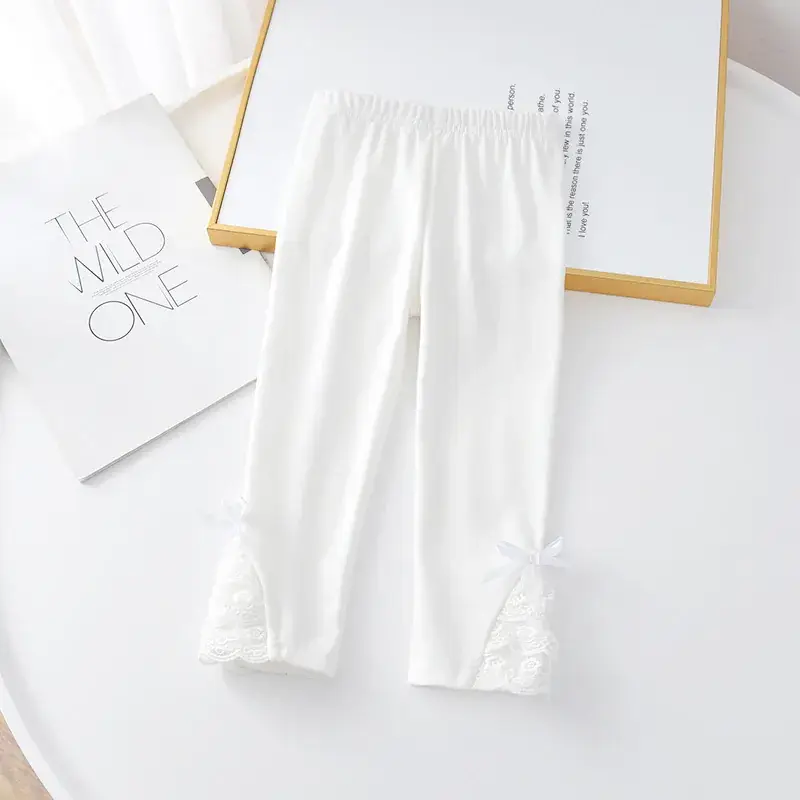 Girls Flared Lace Pants Pink White Purple Spring Autumn