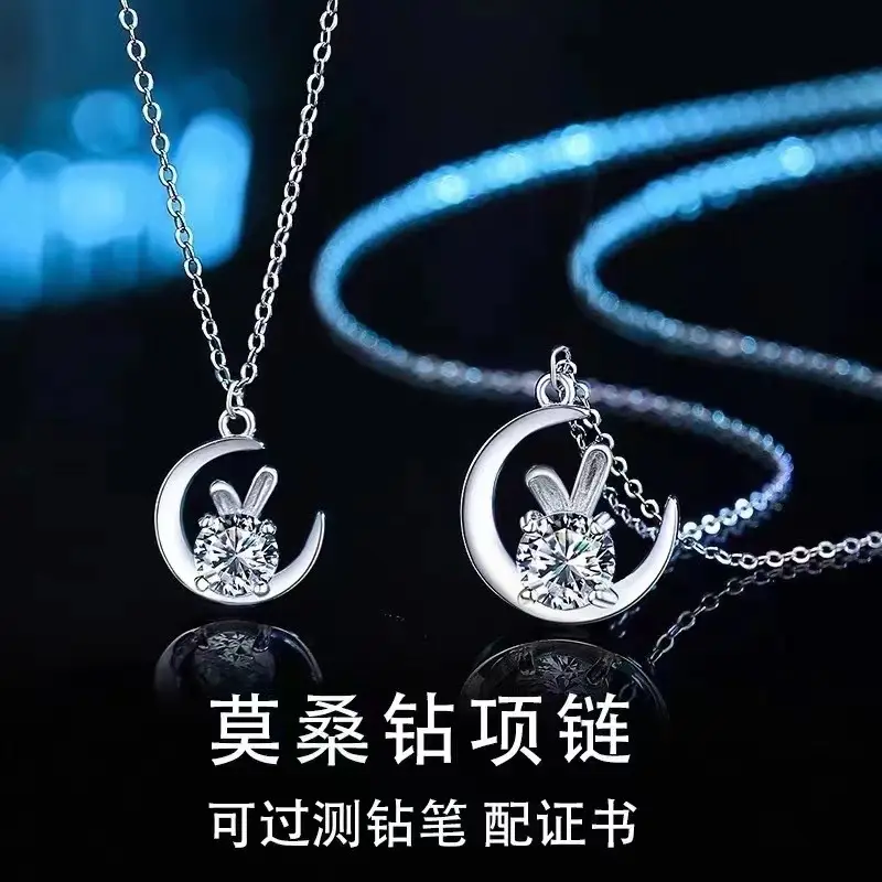 S925 Silver Moon Rabbit Necklace for Women - Image 4