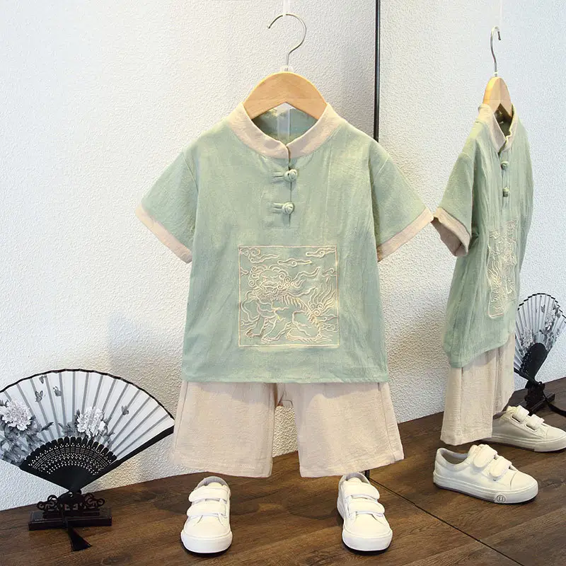 Boys' Pink Chinese Style Tang Suit Summer - Image 23