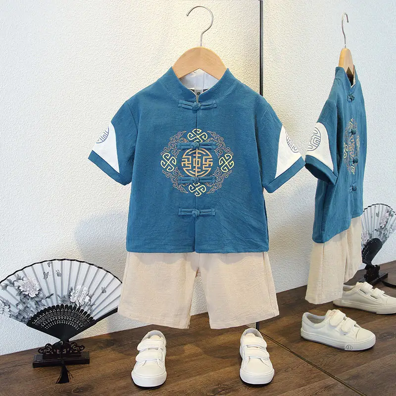 Boys' Pink Chinese Style Tang Suit Summer - Image 10