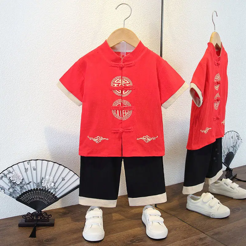 Boys' Pink Chinese Style Tang Suit Summer - Image 13