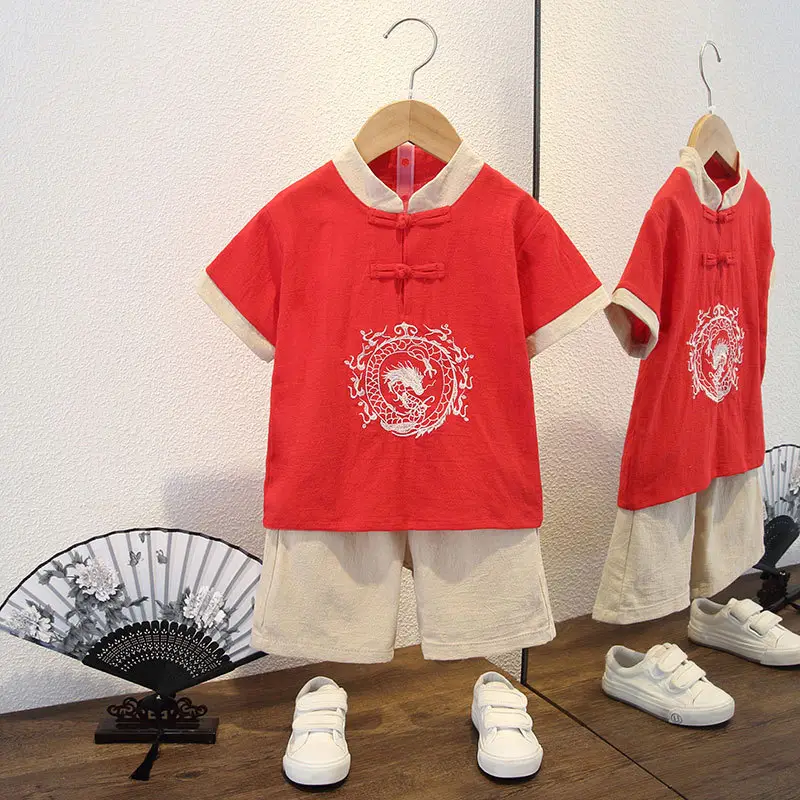Boys' Pink Chinese Style Tang Suit Summer - Image 15