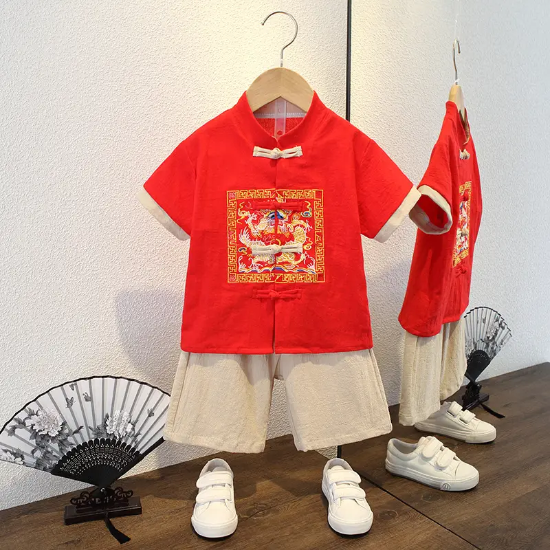 Boys' Pink Chinese Style Tang Suit Summer - Image 17