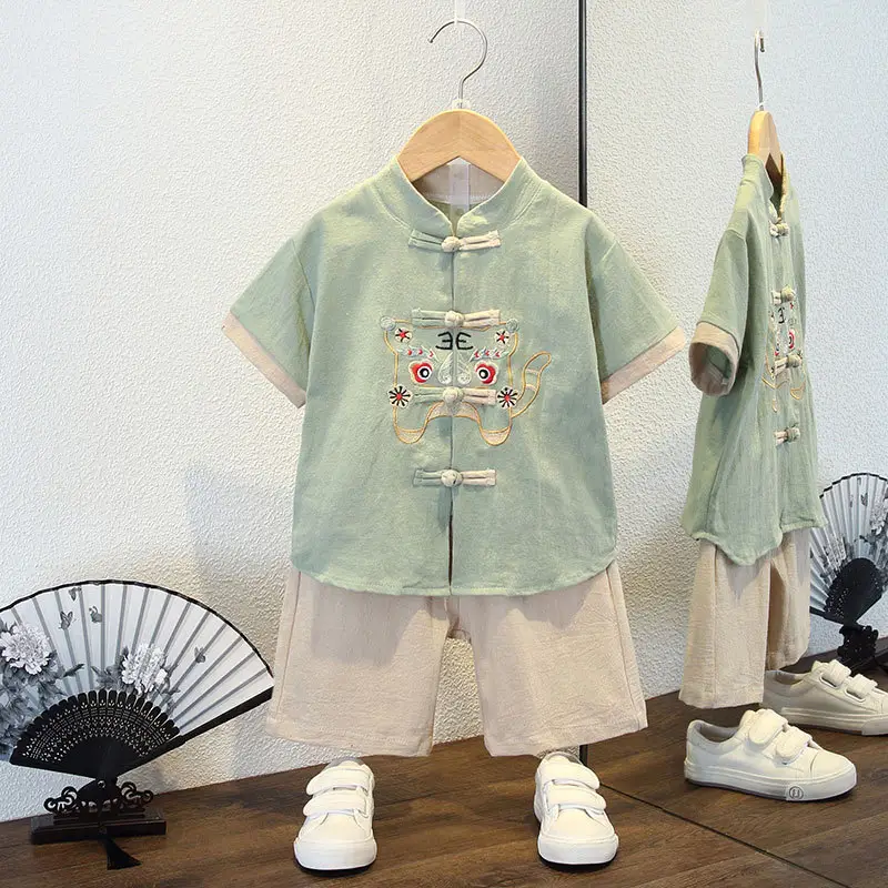 Boys' Pink Chinese Style Tang Suit Summer - Image 3