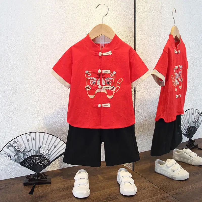 Boys' Pink Chinese Style Tang Suit Summer - Image 4