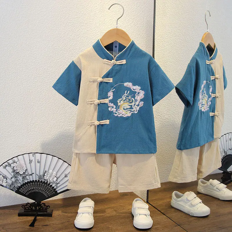 Boys' Pink Chinese Style Tang Suit Summer - Image 5