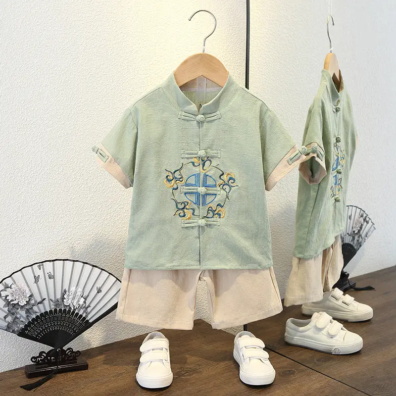 Boys' Pink Chinese Style Tang Suit Summer - Image 6
