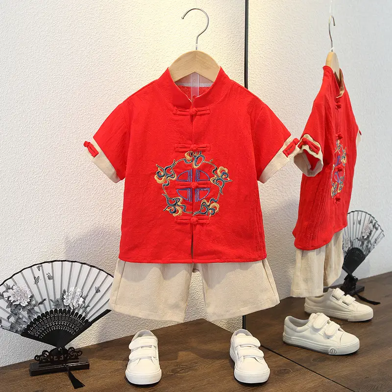 Boys' Pink Chinese Style Tang Suit Summer - Image 7