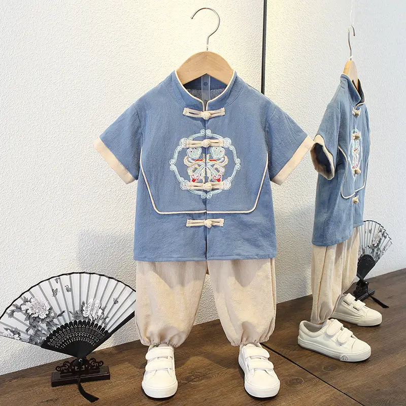 Boys' Pink Chinese Style Tang Suit Summer - Image 8