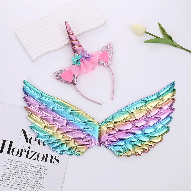 Angel Wings Hairband Set for Girls Rainbow Butterfly Headband - Image 4