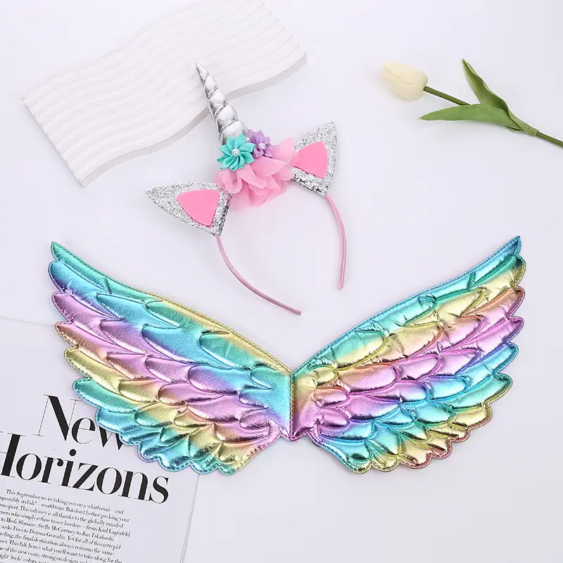 Angel Wings Hairband Set for Girls Rainbow Butterfly Headband - Image 5