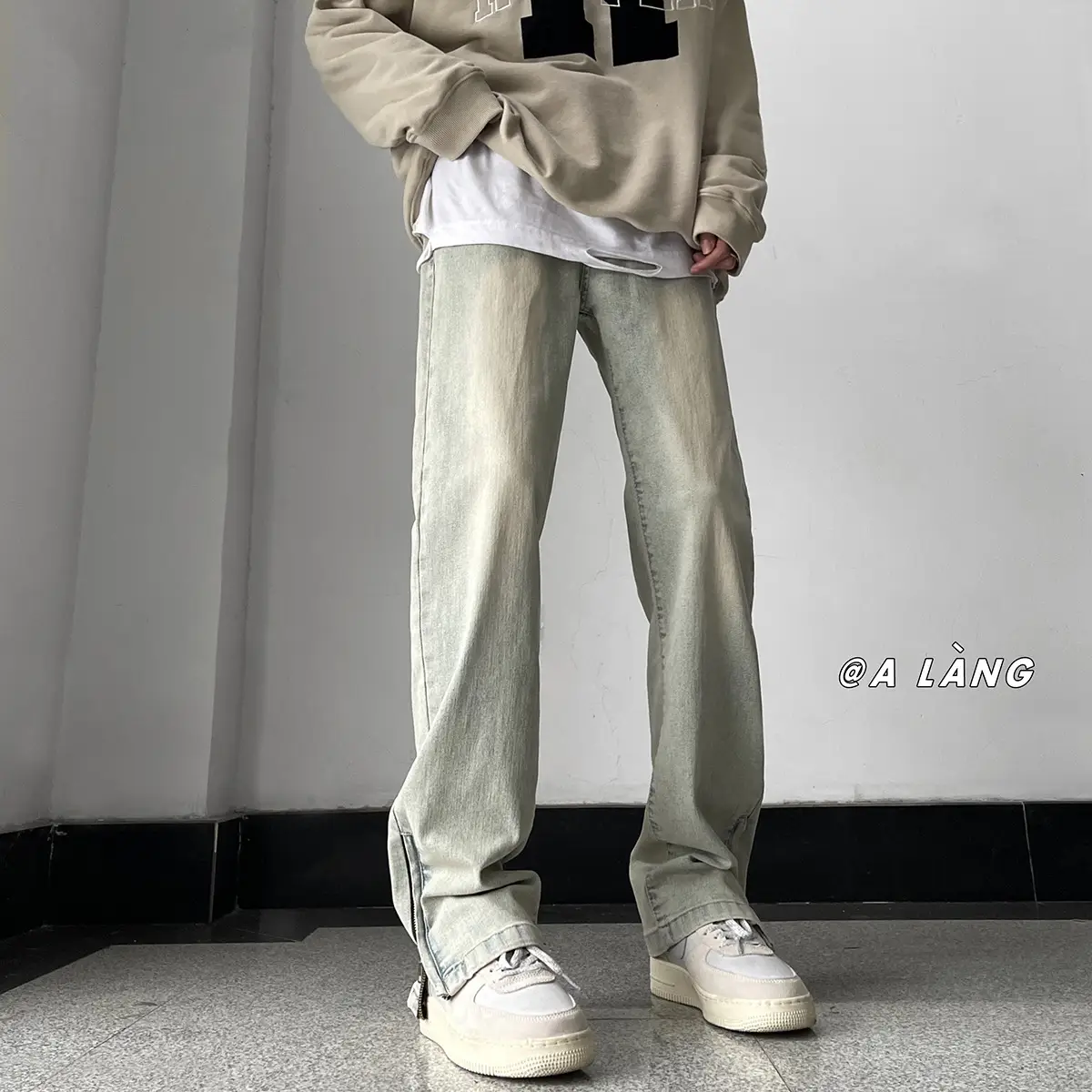 Men Retro Washed Side Zipper Bootcut Pants - Image 4