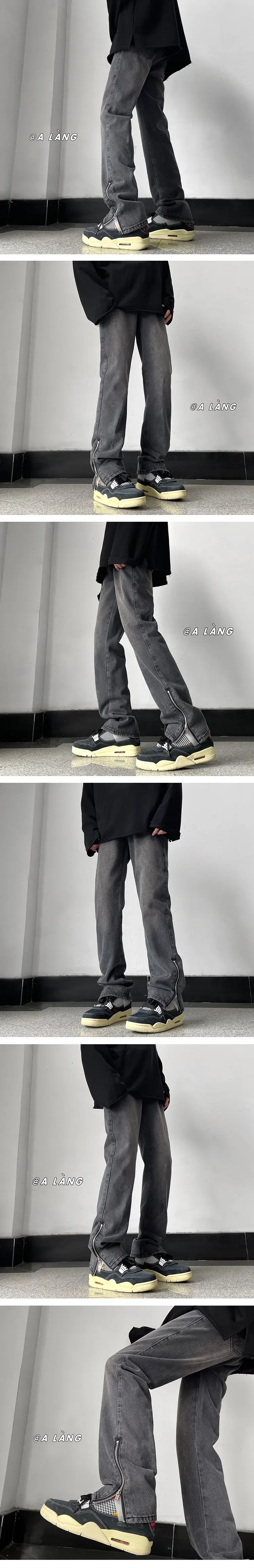 Men Retro Washed Side Zipper Bootcut Pants — feature 8