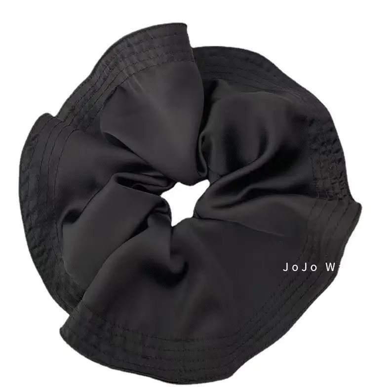 Black Satin Hair Ring with Elastic High Elastic Hair Tie