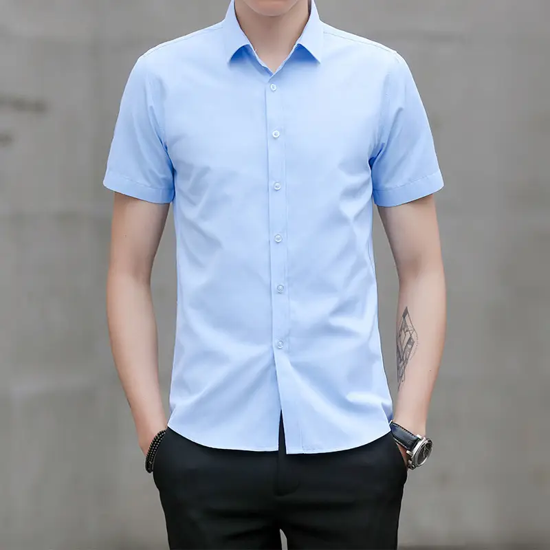 Men's Light Blue Slim Fitting Button Shirt - Image 10