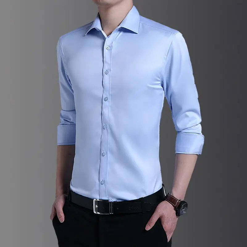 Men's Light Blue Slim Fitting Button Shirt - Image 5