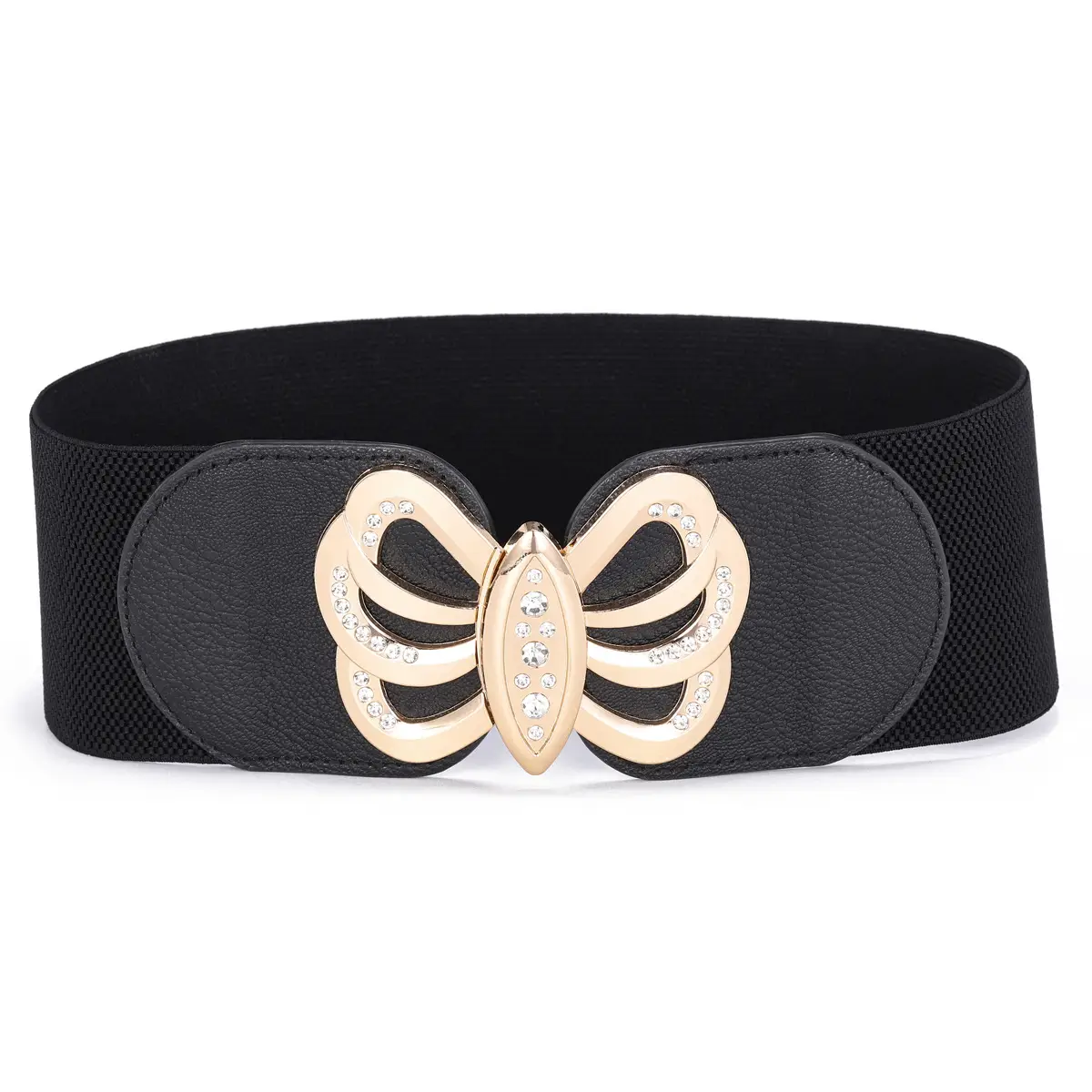 Black Gold Embellished Wide Belt for Women