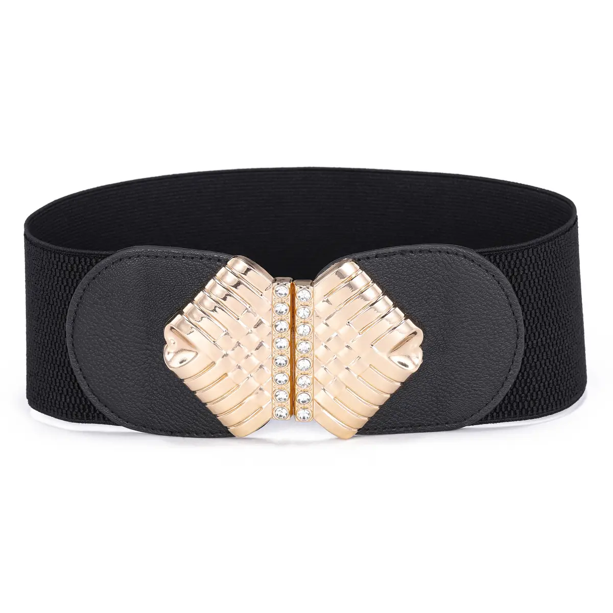 Black Gold Embellished Wide Belt for Women
